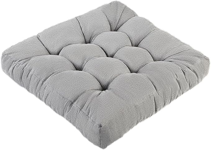 Meditation Floor Cushions, Thickened Floor Pillow for Adults, Large Square Pillows Seat Cushion for Tatami Living Room Yoga, Memory Sponge Block Added, 22x22 Inch, Grey