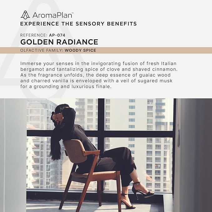 AromaPlan Hotel Scents Golden Radiance 5 Fl Oz (148ml), Home Luxury Aroma & Hotel Fragrance Diffuser Oil- Hotel Diffuser Oil for Aromatherapy- USA Made, Bigger Bottle, Bolder Aroma & Longer Lasting - Bloomnest