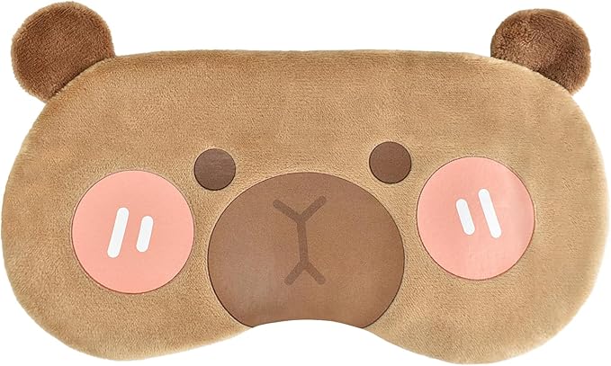 Cute Animal Sleeping Mask Sleep Mask, Funny Capybara Eye Masks for Travel Nap Sleeping Blindfold Eye Cover Eyeshade for Adult Teens Men Women - Blushing Capybara, Brown - Bloomnest