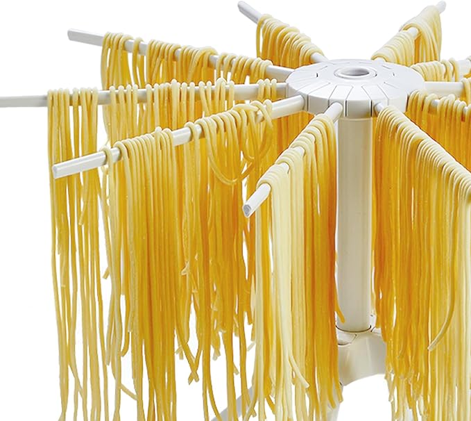 2 Pack Foldable Pasta Drying Rack, Homemade Fresh Spaghetti Stand Collapsible Dryer Noodle Hanger for Kitchen with 10 Arms, White - Bloomnest