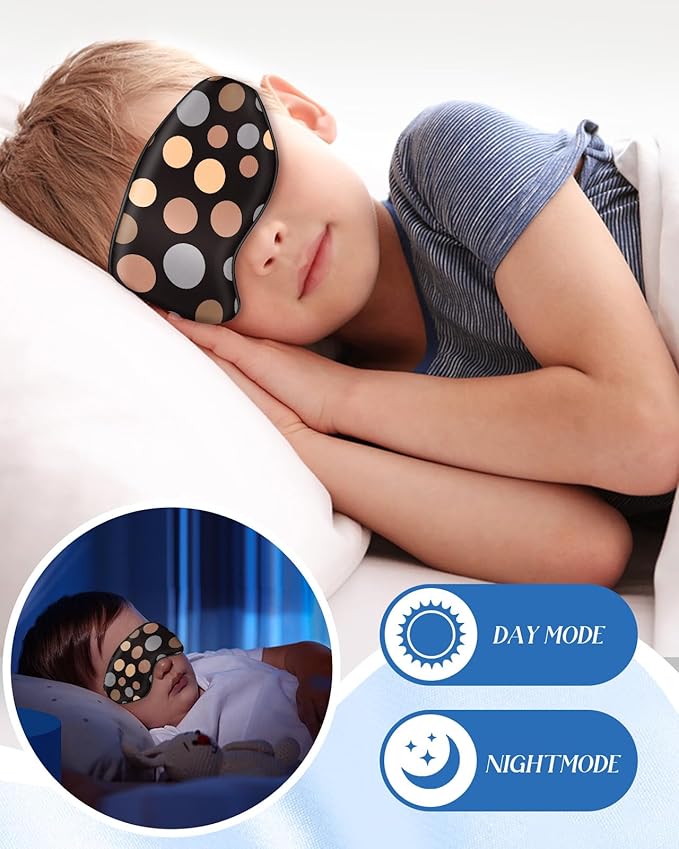 Sleep Mask for Kids - Silk Eye Mask for Sleeping Cute Cartoon Kids Sleep Mask for Boys Girls Teens Soft Smooth Adjustable Straps Silk Kids Eye Cover, Geometric Miqi - Bloomnest