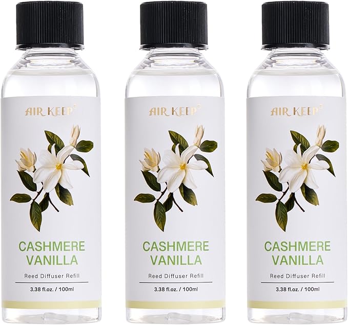Airkeep Reed Diffuser Oil Refill/Cashmere Vanilla/3.38 oz(100ml)/3 Pack/Scented Oil Refill for Reed Diffuser Home Fragrance for Bedroom, Bathroom Office Home Decor - Bloomnest
