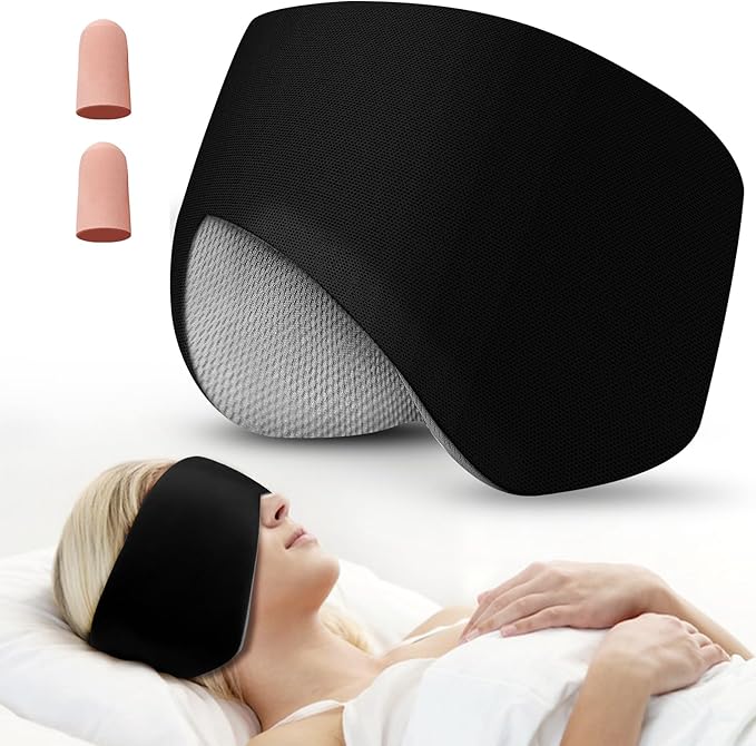 Sleep Mask, Eye Mask for Sleeping with Heads Adjustable, Earmuffs for Sleep for Men & Women, 2 in 1 Ear Mask and Blindfold, Soft Dual-Sided All-Season Eye Cover for Side Sleepers (Black) - Bloomnest
