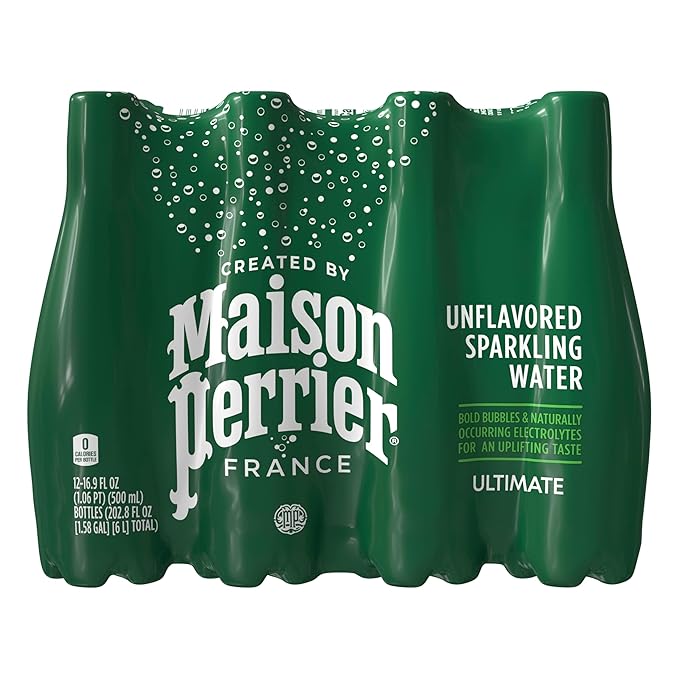 Maison Perrier Unflavored Sparkling Water, 16.9 FL OZ Plastic Water Bottle (12 count) - Bloomnest