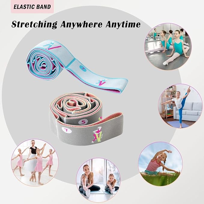 2 PCS Stretch Bands For Kids and Adults – Yoga Straps for Stretching with Multi- Loop – Workout Guide – Video For Exercise, Elastic Stretch Strap Pilates, Yoga, Dance, Gymnastics, Dance, Ballets Bands - Bloomnest