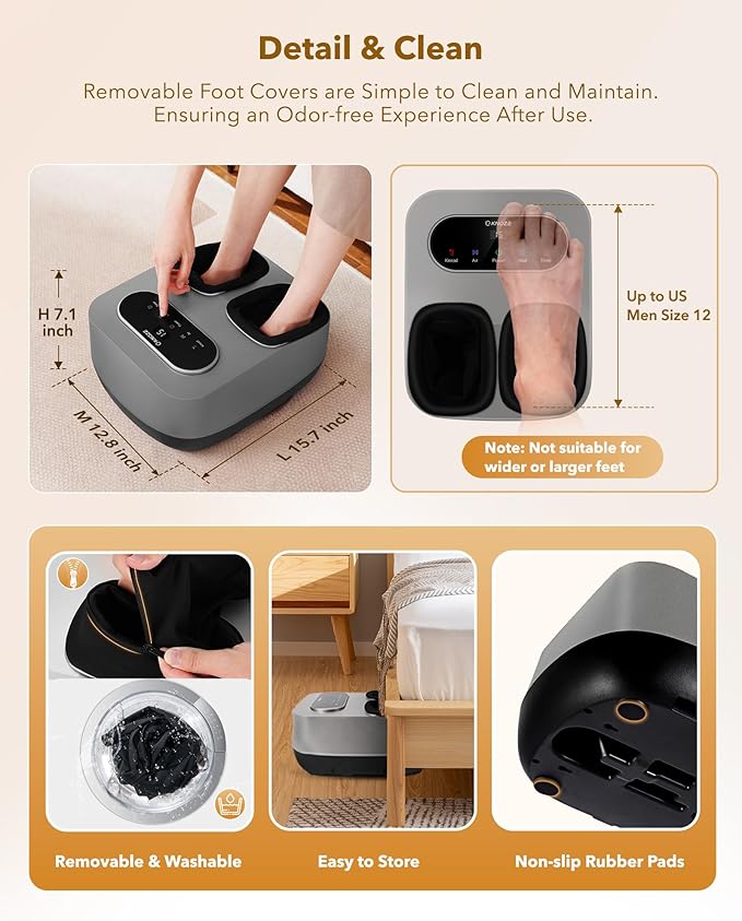 KNQZE Foot Massager with Heat and Remote, Shiatsu Deep Kneading Feet Massager for Plantar Fasciitis & Neuropathy, Foot Warmer, Gifts for Mom Women Men Dad, Fits Up to Men Size 12(Gray) - Bloomnest