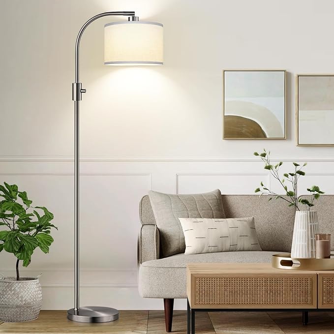 Nintiue Dimmable Floor Lamp, 1200 Lumens LED Edison Bulb Included, Arc Floor Lamps for Living Room Modern Standing Lamp with Linen Shade, ‎F1599 - Bloomnest