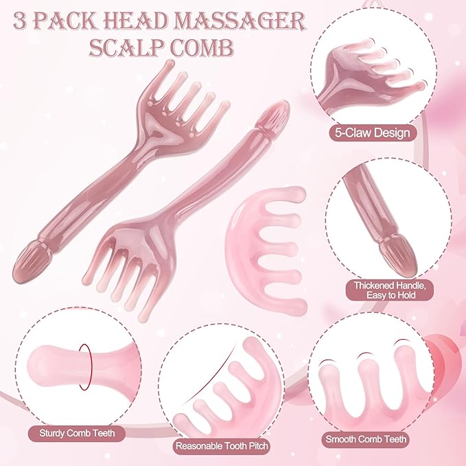 ProSuites 3 Pack Head Massager Scalp Comb Resin Scalp Stress Relax Tool for Christmas, Birthday, Mother's Day, Father's Day ProSuites