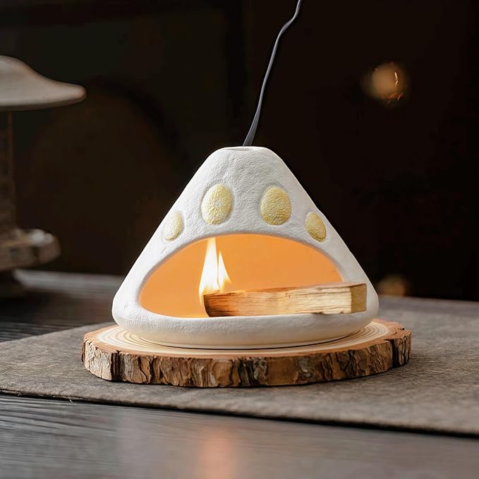 Handmade Ceramic Palo Santo Holder Burner & Sage Holder - Mini Tabletop Chiminea Burner Tray with Ash Catcher, Decorative Incense Holder for Spiritual Meditation & Yoga - Bloomnest