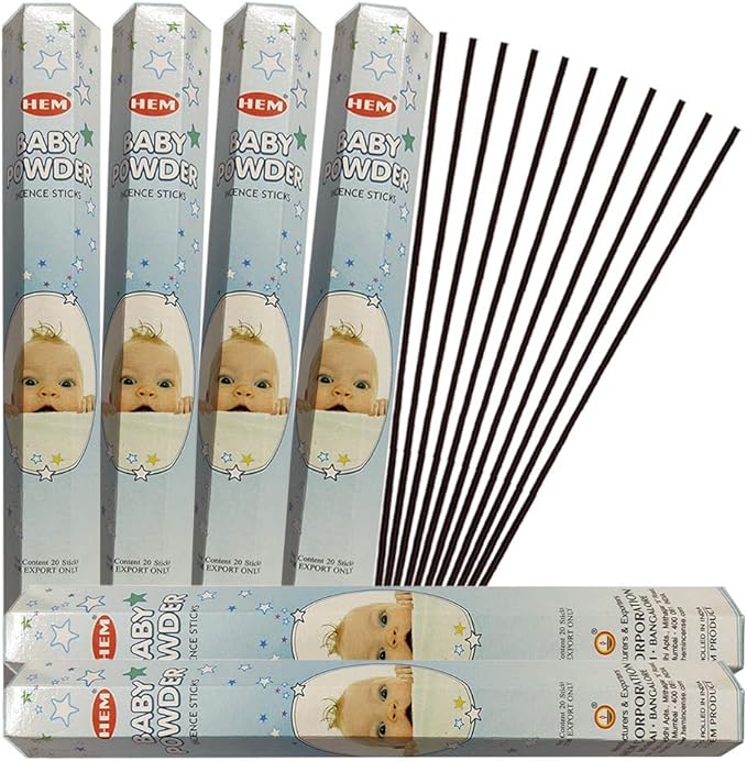 Baby Powder Incense Sticks and Incense Stick Holder Bundle Insence Insense Hem Incense Sticks