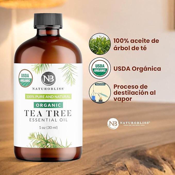 NaturoBliss Organic Tea Tree Essential Oil, 100% Pure Therapeutic Grade, Premium Quality Tea Tree Oil, 1 fl. Oz / 30 ml - Perfect for Aromatherapy and Relaxation (Tea Tree, 30ml) - Bloomnest