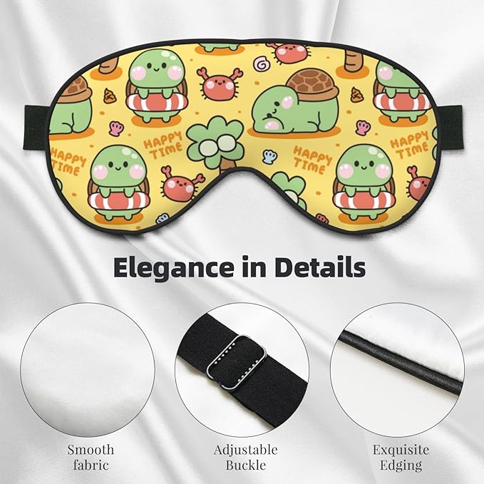 Sleep Eye Mask Cute Turtle Cartoon Marine Animal Sleep Mask for Women Men Comfortable Eye Mask with Adjustable Strap Soft Eye Cover Blindfold for Travel Yoga Nap Shift Work - Bloomnest