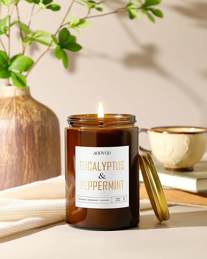AOOVOO Eucalyptus Mint Candle - Large Scented Soy Wax Aromatherapy Candle, 22oz - Bloomnest