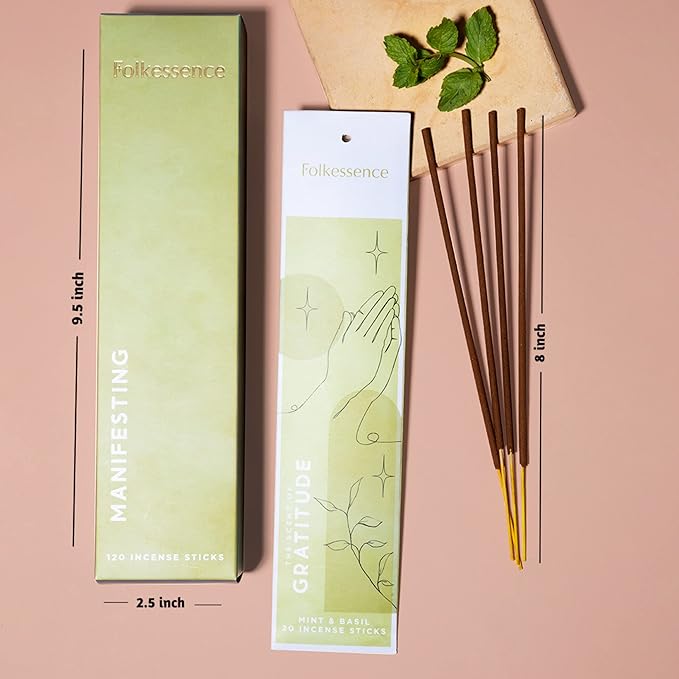 Folkulture Incense Sticks (120 Sticks) | Set of 6 Premium Incense For Manifesting, Aromatherapy, Gifts | No Charcoal,Organic, Non Toxic, 45 Mins, Long Burning Frankincense, Coffee, Mint Insence-Sticks FOLKULTURE