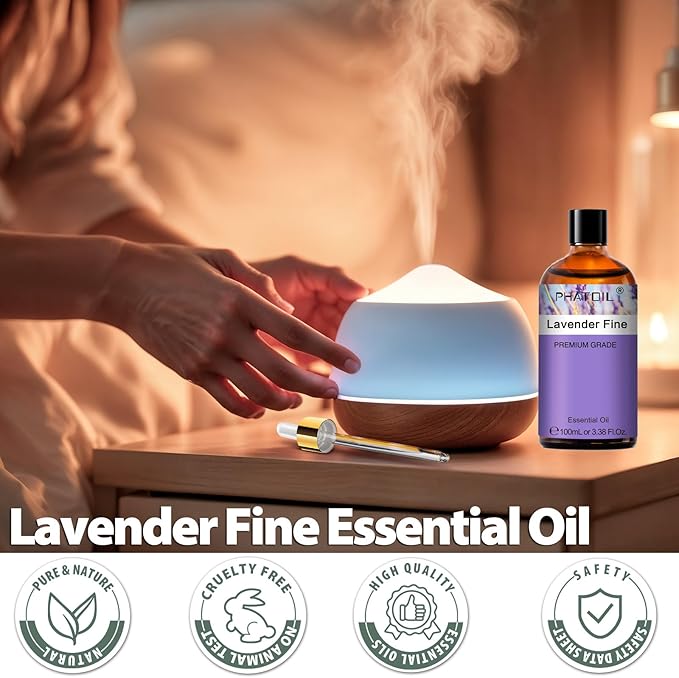 PHATOIL Lavender fine Essential Oil, Pure Premium Natural Oil for Hair Care, Body Skin Care, Aromatherapy, DIY Candle, Soap Making 3.38Fl Oz - Bloomnest