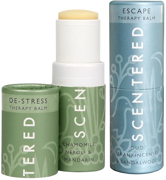 Scentered Aromatherapy Balm Stick Duo for Stress-Relief & Meditation - Roll On Essential Oil Blends of Frankincense, Oud, Chamomile - Aromatherapy Gifts for Women - De-Stress & Escape - Bloomnest