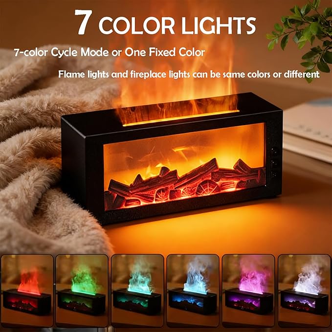 Fireplace Diffusers,Flame Essential Oil Diffuser with Remote Control,300ml Small Humidifier for Home Room Decor Gift for Women (Black) - Bloomnest