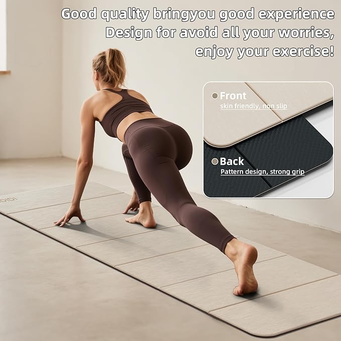 Foldable Yoga Mat Extra Thick 0.32 Inches Eco-Friendly POE Material, Non-Slip Design Fitness Mats, Multi-Purpose Workout Mats For Studio or Home Use (71 x 24 x 0.32 inches） - Bloomnest