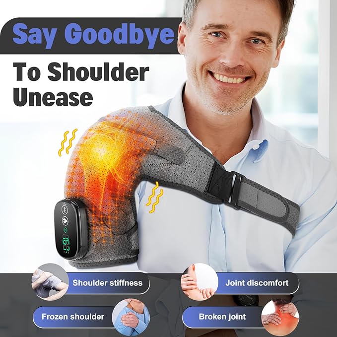 Cordless Shoulder Heating Pad, Heated Shoulder Wrap, Shoulder Massager Brace Rotator Cuff Support for Women and Men - Bloomnest