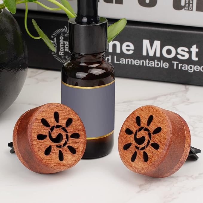 Essential Oil Car Diffuser, 2 PCS Sunshine Car Aromatherapy Sun Wood Diffuser with Vent Clip - Bloomnest