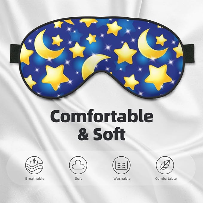 Night Sky Star and Moon Sleeping Eye Mask Eye Mask for Sleeping Soft Comfort Eye Shade Blackout Eye Cover for Deep Rest Travel Nap Meditation - Bloomnest