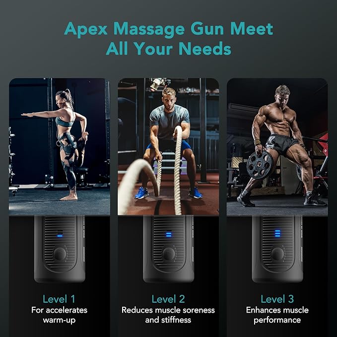 opove Apex Massage Gun Deep Tissue 14.5mm Percussion Fascia Muscle Massager for Athletes Workout Pain Relief Recovery Relaxation, Professional Therapist Choice, Ergonomic for Effortless to Use - Bloomnest