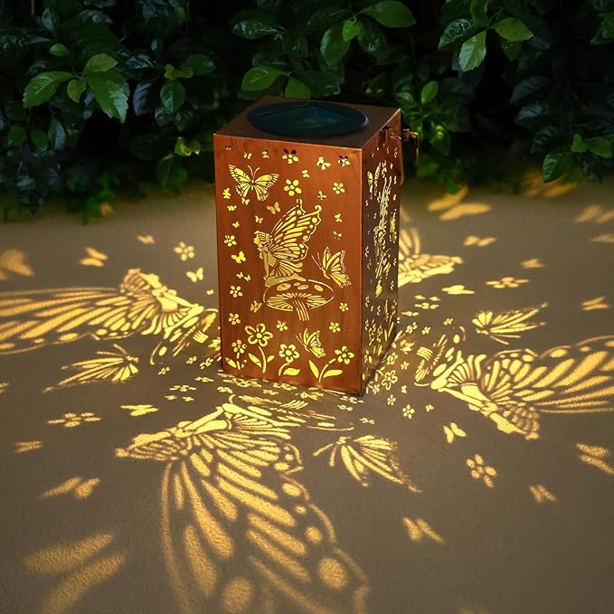 Solar Lanterns Outdoor Waterproof Lights Hanging Butterfly Metal Fairy LED Lantern Decorative Garden Decor for Yard,Porch,Patio,Fence,Lawn,Christmas Gifts for Women Grandma Mom - Bloomnest
