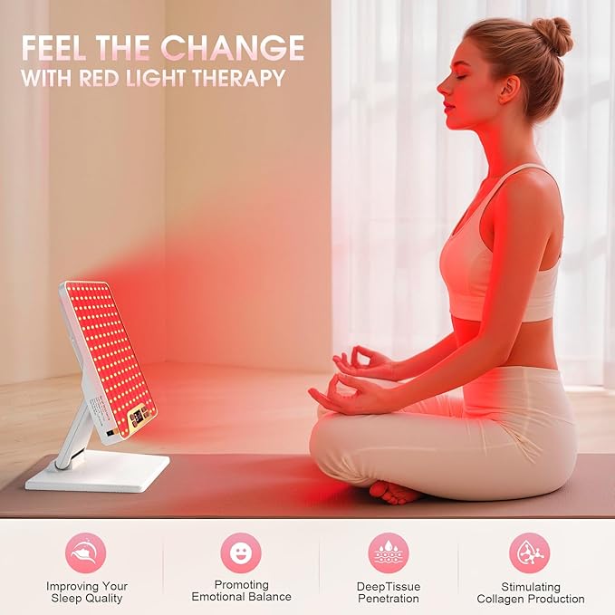 Red Light Therapy Panel for Face & Body, 138 LEDs High Power Light with Adjustable Stand, 630/660/810/850nm Near Infrared Light Therapy Lamp, Rechargeable Portable Device with Timer Bloomnest