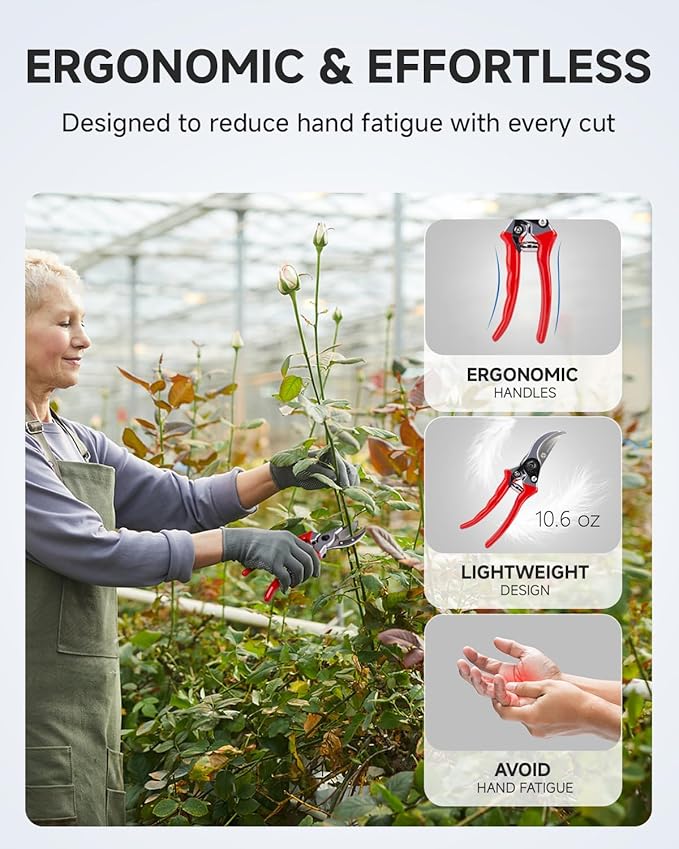 Fondwell 8.5" Bypass Pruning Shears for Gardening: Heavy Duty Garden Clippers Hand Pruners of High Cutting Efficiency - Bloomnest