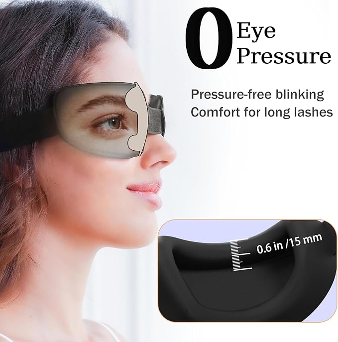 100% Blackout Sleep Eye Mask for Women Men, Zero Pressure Sleeping Mask - Sleep Mask for Cpap Users and Eyelash Friendly Night Blindfold, Adjustable Ultra Soft Comfortable for Dry Eye Mask - Bloomnest