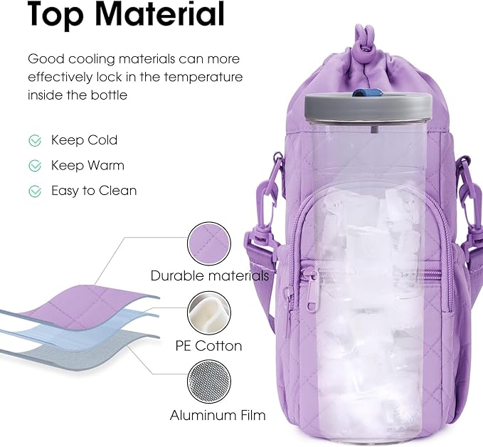 sportsnew Water Bottle Holder with Strap 32oz 40oz Insulated Water Bottle Carrier Sling Bag with Phone Pocket Crossbody sportsnew