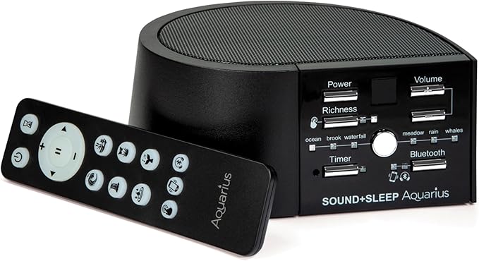 Adaptive Sound Technologies Sound + Sleep Aquarius Aquatic Noise Machine - White Noise Machine - Non-Looping Water Sounds for Sleep & Relaxation - with Timer & Headphone Jack - Black - Bloomnest