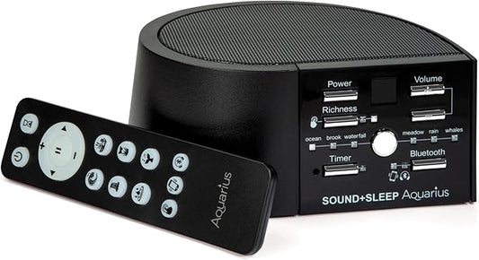 Adaptive Sound Technologies Sound + Sleep Aquarius Aquatic Noise Machine - White Noise Machine - Non-Looping Water Sounds for Sleep & Relaxation - with Timer & Headphone Jack - Black - Bloomnest