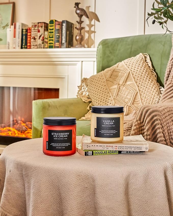 M&SENSE Natural Soy Candles for Home Strawberry Ice Cream Scented, 11.6oz 70 Hours Long Burning Hand Poured Candles Home Decor Housewarming Gift for Women and Men - Bloomnest