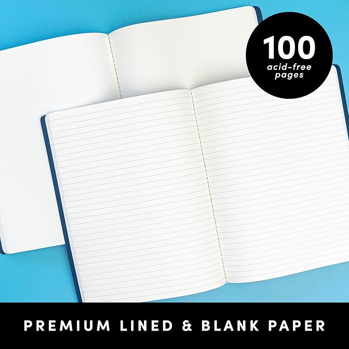 PAPERAGE Soft Cover Blank Journal Notebook, 2 Pack, (Dark Green), 100 Pages, Large 7.5 inches x 9.5 inches, Ideal for Sketch Book, Note Taking & Travel Journal - Bloomnest