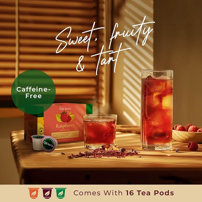 Gya Tea Co Raspberry Herbal Tea Pod (16 Count)- Decaf Wellness Tea for Body Comfort & Relaxing - Bloomnest