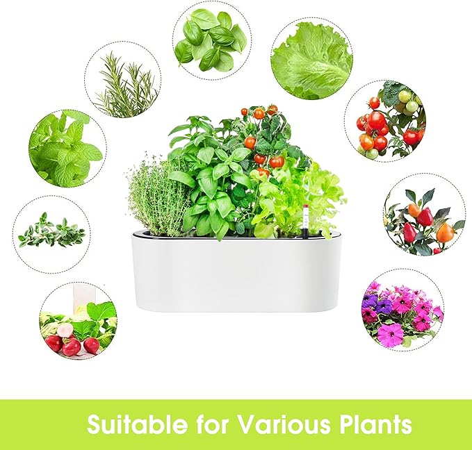 SAROSORA 16" Oval Self Watering Planter with Water Level Indicators for Plants & Flower Home Garden Outdoor Indoor Succulent | Herb pots | Window Box (1, Oval, White) - Bloomnest