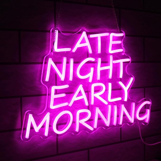 Bar Neon Sign Late Night Early Morning Neon Signs for Wall Decor Beer LED Neon Sign Pink Letter Neon Light Sign Dimmable Neon Lights for Bedroom Bar Party Hotel Club Party Man Cave Decor - Bloomnest