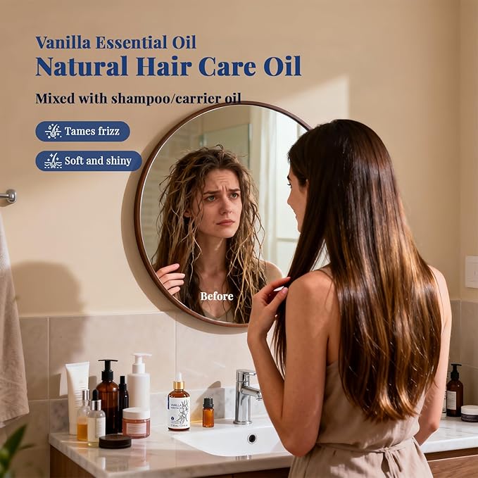 HIQILI 1 Fl Oz Vanilla Essential Oil, Undiluted Natural Strong Fragrance Add in Skin Perfume, Unscented Lotion, Candle Soap Making Scent, Relax at Home with Diffuse Warm Sweet Aroma - Bloomnest