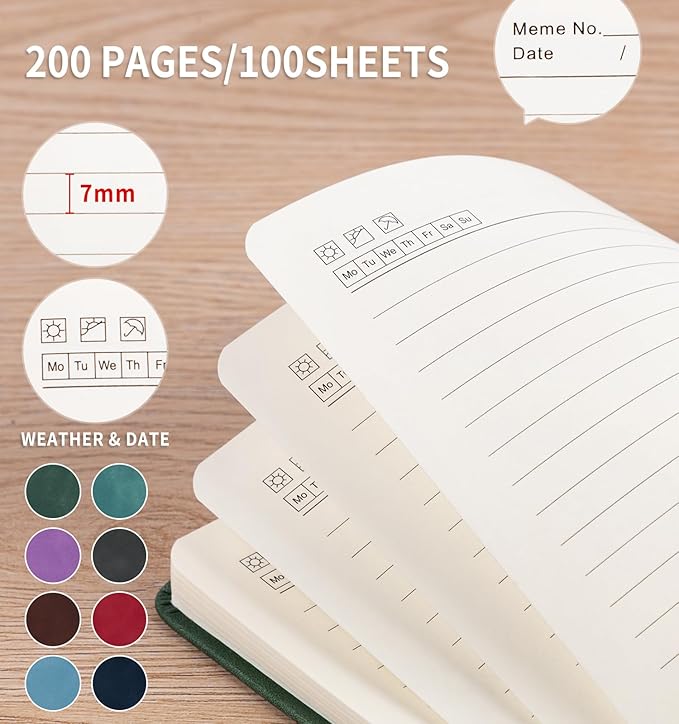 Lined Journal Notebook for Women Men, A5 Hardcover Leather Journals for Writing, 200 Pages Thick Paper, Daily Journal Notebook for Work, School, Note Taking, Business, Travel, College Ruled - Bloomnest