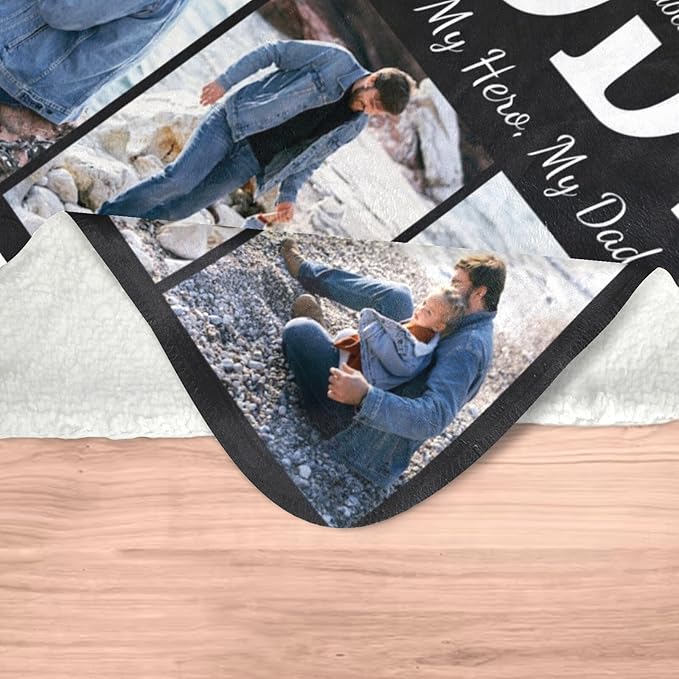 Fathers Day Personalized Gifts for Dad from Daughter Son Gifts for Dad Custom Blankets with Photo, Personalized Photo Blankets Customized Blanket with Picture - Bloomnest