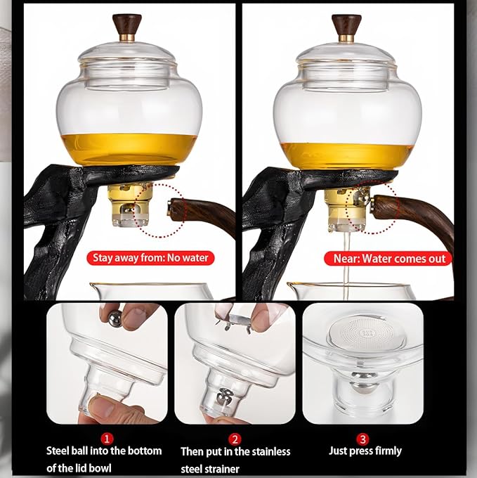 Semi Automatic Tea Set, Lazy Kungfu Tea Set, Lazy Kung Fu Drip Teapot, Magnetic Tea Pot With Magnetic Ball, Heat Resistant Gongfu Glass Teapot Set, Gift For Fathers Day, Thanksgiving Birthdays - Bloomnest