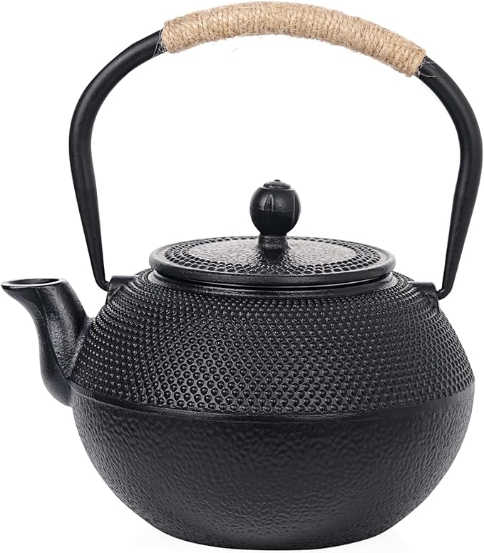 Sungmor Japanese Cast Iron Teapot - Traditional Tetsubin Tea Kettle with Stainless Steel Infuser, Heat Retaining Loose Leaf Teapot for Stove or Tea Ceremony, 42 oz/1200 ml, Black - Bloomnest