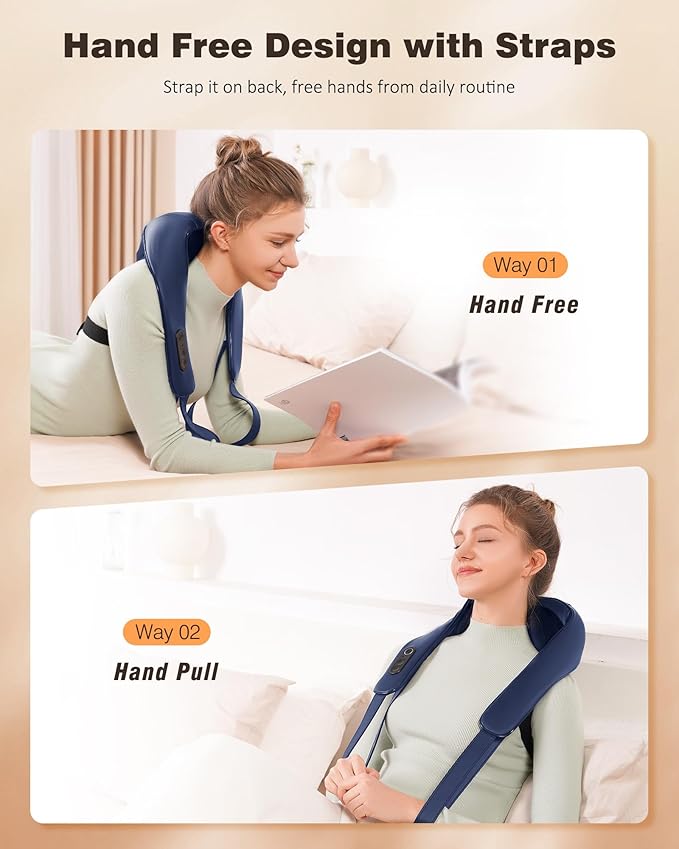 Neck and Shoulder Massager with Heat, Cordless Back and Neck Massager for Pain Relief, Upgraded Graphene Heating, 4D Shiatsu Deep Kneading for Shoulder, Back & Leg, Portable Gift for Dad, Mom & Friend - Bloomnest
