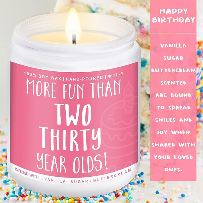 60th Birthday Gifts for Women, Perfect Birthday Present, Funny Presents for Mom, Friends, Wife, Sister, 7oz Vanilla Cream-Scented Candle - Bloomnest