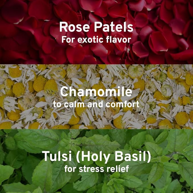 HANDPICK, Rose Buds Herbal Tea Bags - 50 Count | Caffeine Free Rose Tea with Chamomile & Tulsi | Floral & Smooth | Round Eco-conscious Tea Bags - Bloomnest