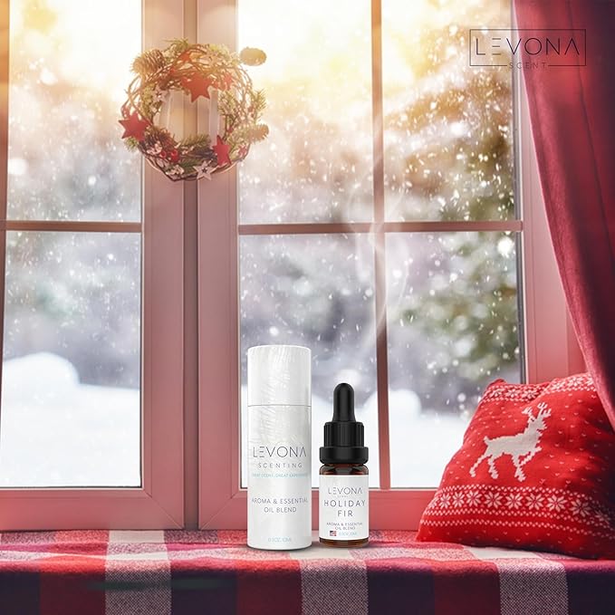 Levona Scent Christmas Essential Oils for Diffuser: Holiday Fir Essential Oil for Diffusers for Home - Essential Oils with Notes of Sandalwood & Amber Oil - Winter Fir and Balsam Fragrance - 10Ml LEVONASCENT