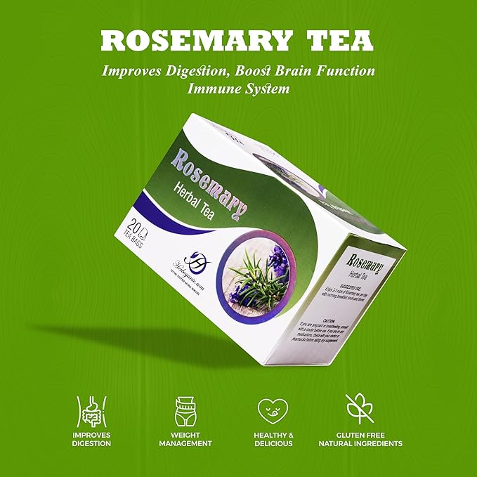 HERBOGANIC Rosemary Herbal Tea - Digestion Support and Immune Boost | Refreshing and Delicious Blend | Natural Ingredients | 20 Tea Bags - Bloomnest