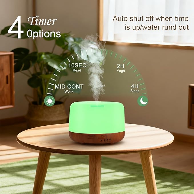 300ML Essential Oil Diffuser for Home, Aromatherapy Diffuser with Remote Control, 7-Color LED Light and 4 Timers, Quiet Auto-Off, Easy to Use for Bedroom Office - Bloomnest