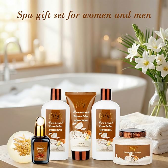 Valentines Day Gifts for Women - 7-Piece Nourishing Bath & Body Gift Set, Bath Collection | Mothers Day Gifts for Mom, Fathers Day, Birthday, Self Care Kit, Christmas Gift, All Occasion Gift - Bloomnest